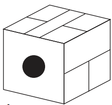 When the above is folded to form a cube, which is the only one of the following that can be produced?