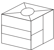 When the above is folded to form a cube, which is the only one of the following that can be produced?
